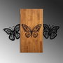 Wallity Butterflies 2 - Escultura de pared en madera y metal nogal y negro